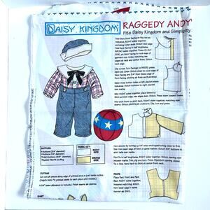 Daisy Kingdom Fabric Panel Raggedy Andy Coveralls Overalls 25" Doll Clothes
